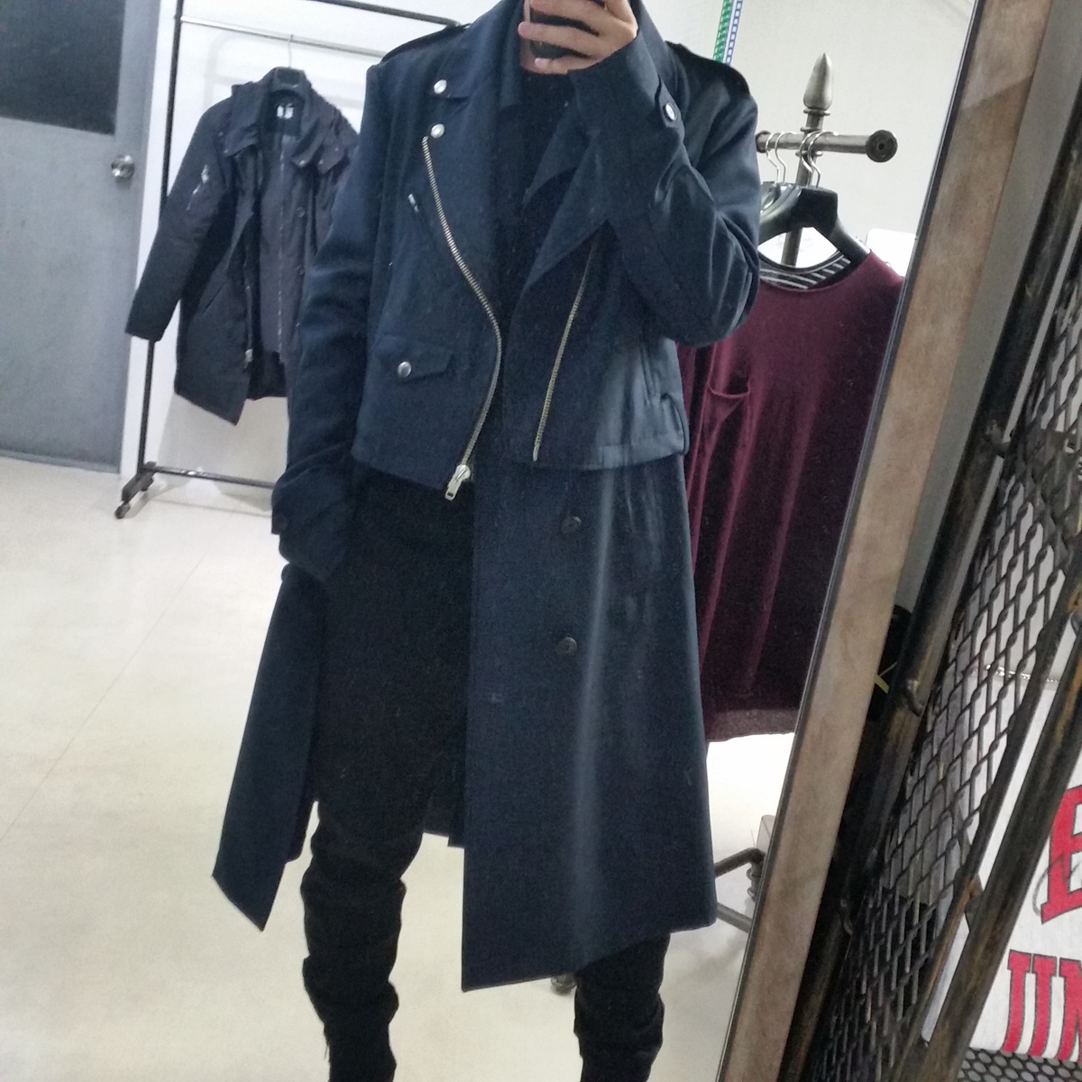 ALMOSTBLACK Layered Trench coat(オールモストブラック)201711414355.jpg