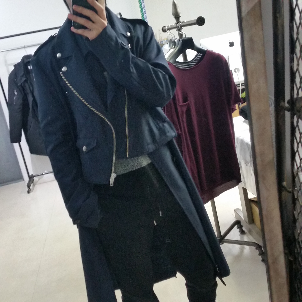 ALMOSTBLACK Layered Trench coat(オールモストブラック)201711415610.jpg