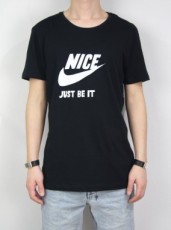 シルクスクリーンプリントTシャツ  (NICE / BLACK)