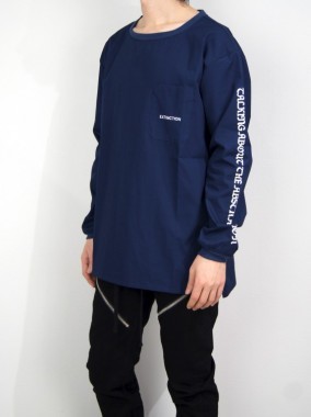 スリーブプリント ロングスリーブシャツ(NAVY)