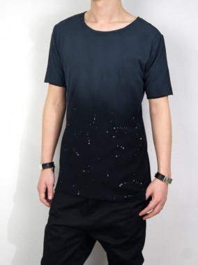 バイカラーカットソー(BLACK)