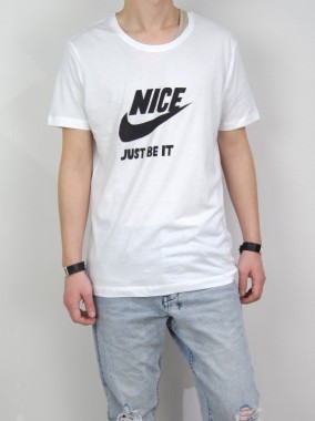 シルクスクリーンプリントTシャツ  (NICE / WHITE)