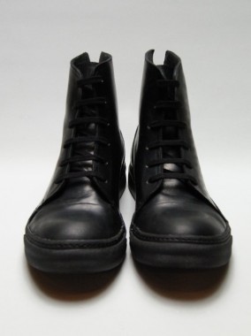 SIDE ZIP LEATHER SNEAKERS(BLACK×BLACK)