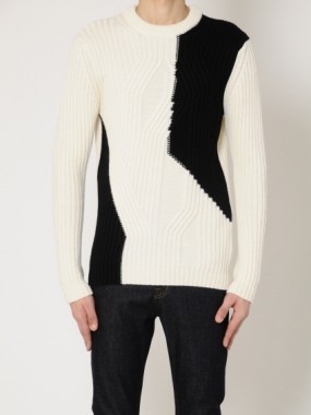 CREW NECK INTARSIA RIB KNIT