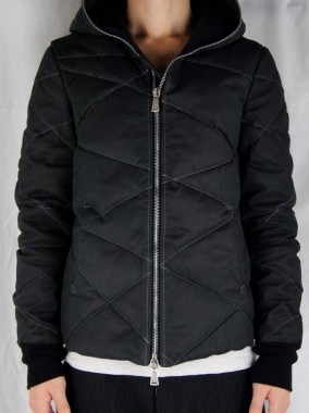 LEATHER HOODED DOWN JACKET