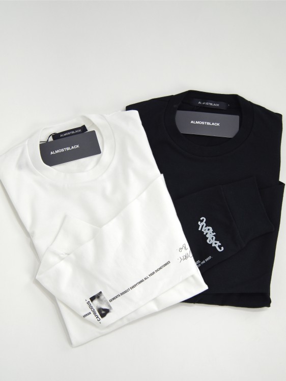 ALMOSTBLACK ロングスリーブTシャツ(WHITE) | オールモストブラック