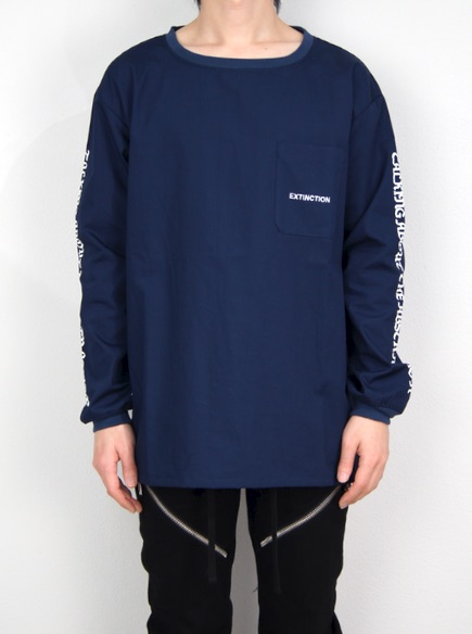 スリーブプリント ロングスリーブシャツ(NAVY)