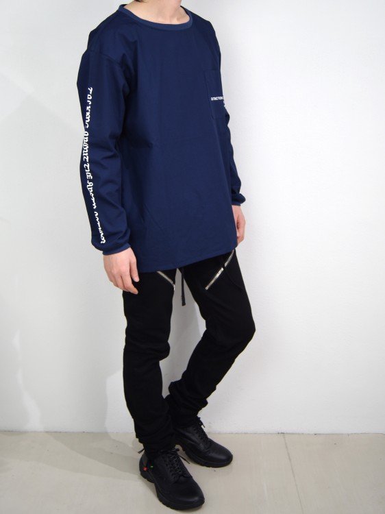 スリーブプリント ロングスリーブシャツ(NAVY)