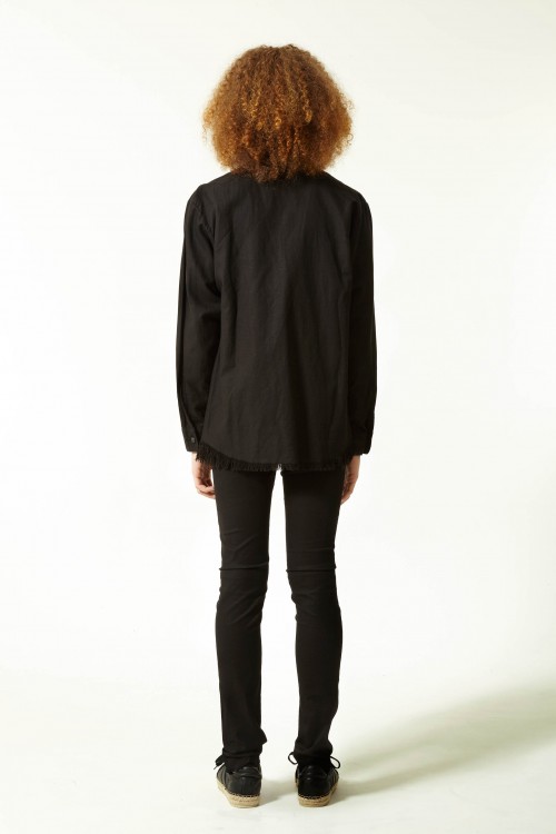 ビスコース×シルク ユニフォームシャツ(BLACK)