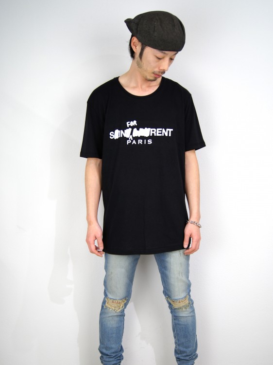 パロディー プリントTシャツ・1   (WHITE・BLACK)