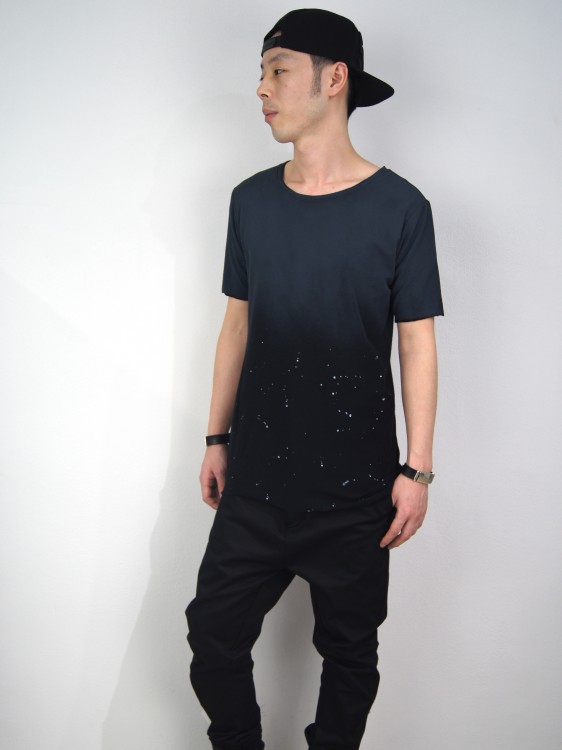 バイカラーカットソー(BLACK)