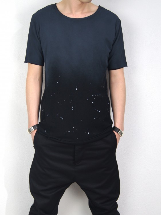 バイカラーカットソー(BLACK)