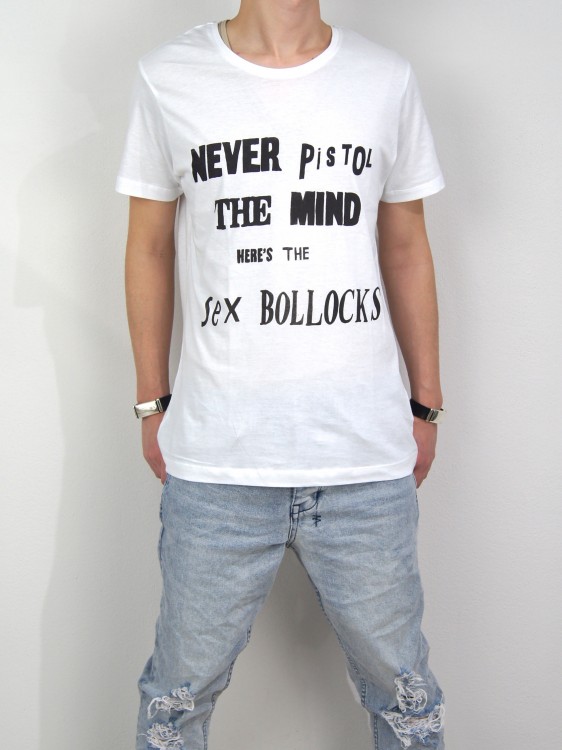 シルクスクリーン プリントTシャツ (NEVER MIND / WHITE)