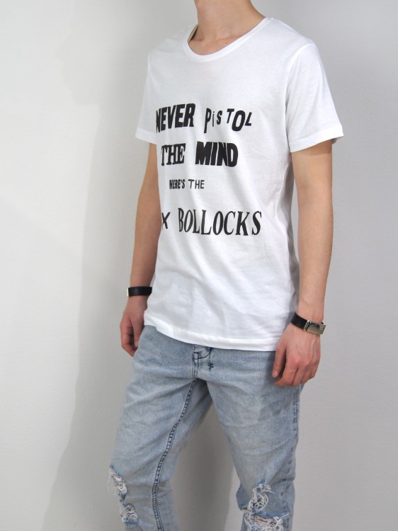 シルクスクリーン プリントTシャツ (NEVER MIND / WHITE)