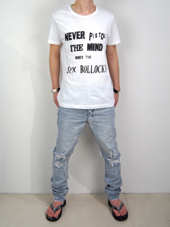 シルクスクリーン プリントTシャツ (NEVER MIND / WHITE)