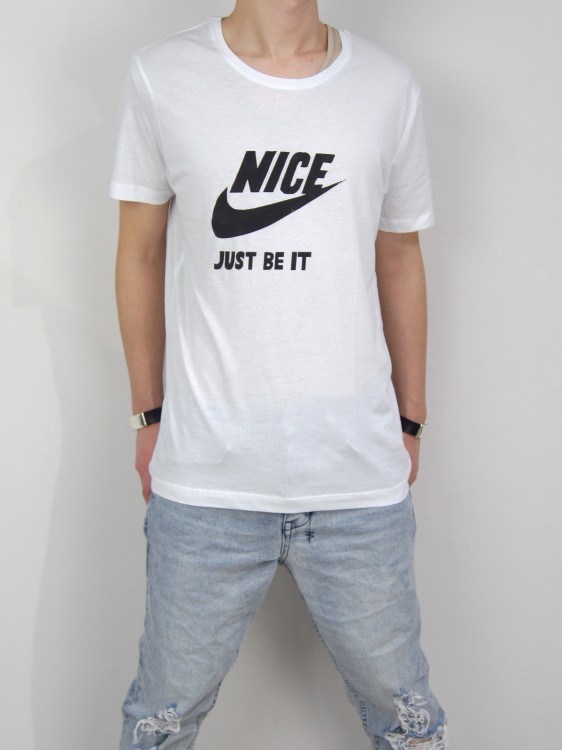 シルクスクリーンプリントTシャツ  (NICE / WHITE)