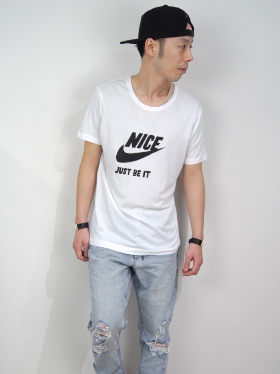 シルクスクリーンプリントTシャツ  (NICE / WHITE)