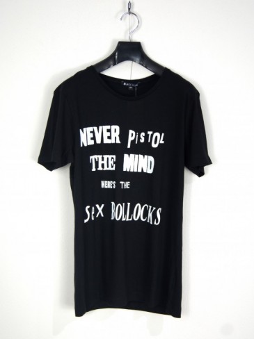 シルクスクリーンプリントTシャツ (NEVER MIND / BLACK)