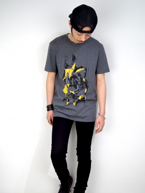 SILK SCREEN PRINT T-SHIRT(GRAY)