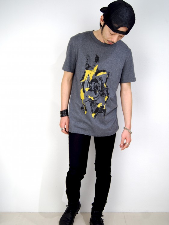 SILK SCREEN PRINT T-SHIRT(GRAY)