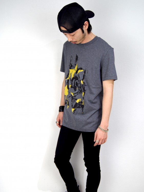 SILK SCREEN PRINT T-SHIRT(GRAY)