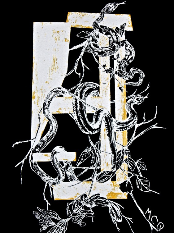 SNAKE SILK SCREEN PRINT T-SHIRT