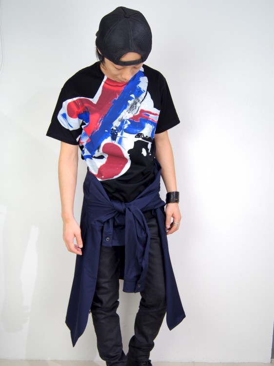 ドローイングミリタリーシャツ (NAVY・BLACK)