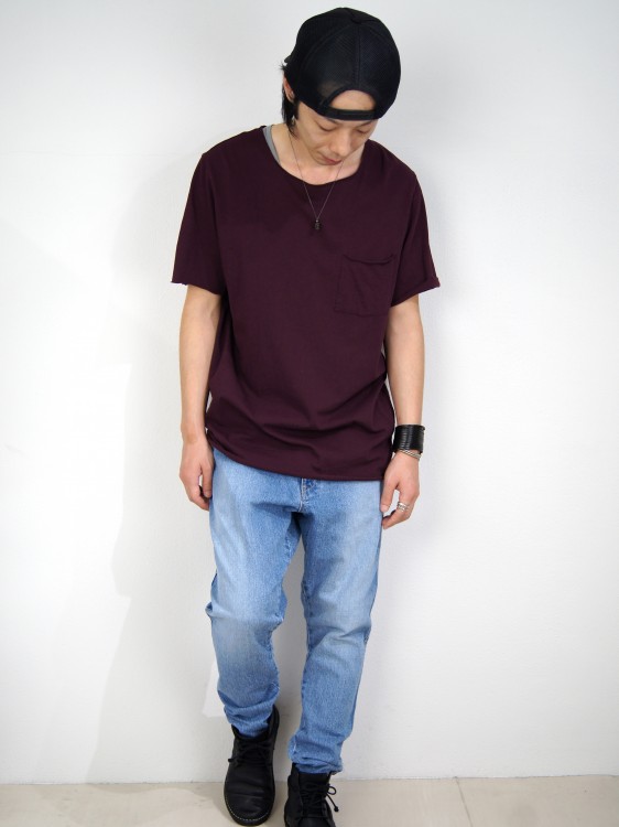 オーガニックコットン ポケットTシャツ(BURGUNDY)