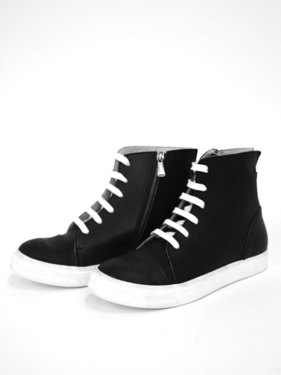 SIDE ZIP LEATHER SNEAKERS(BLACK×WHITE)