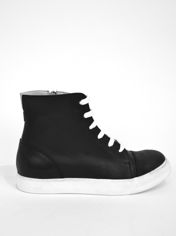 SIDE ZIP LEATHER SNEAKERS(BLACK×WHITE)