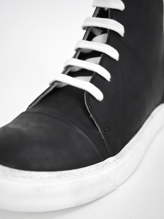 SIDE ZIP LEATHER SNEAKERS(BLACK×WHITE)