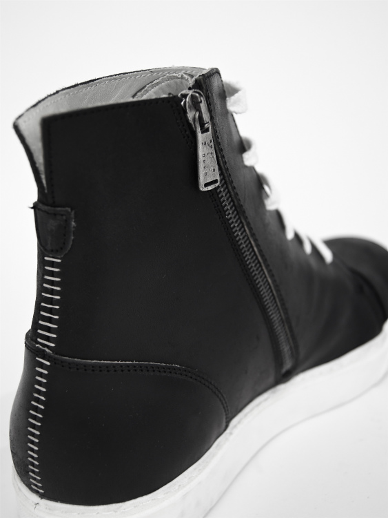 SIDE ZIP LEATHER SNEAKERS(BLACK×WHITE)