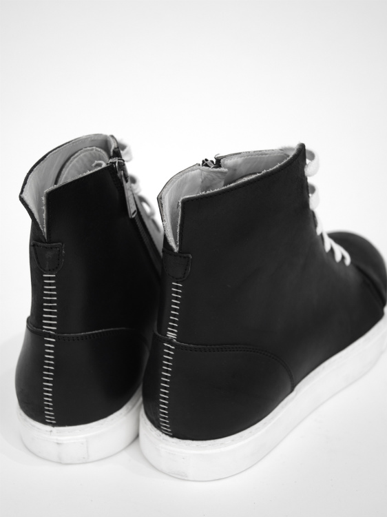 SIDE ZIP LEATHER SNEAKERS(BLACK×WHITE)