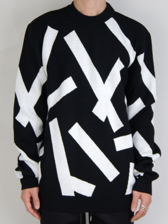 STRIP TAPE CREW NECK KNIT