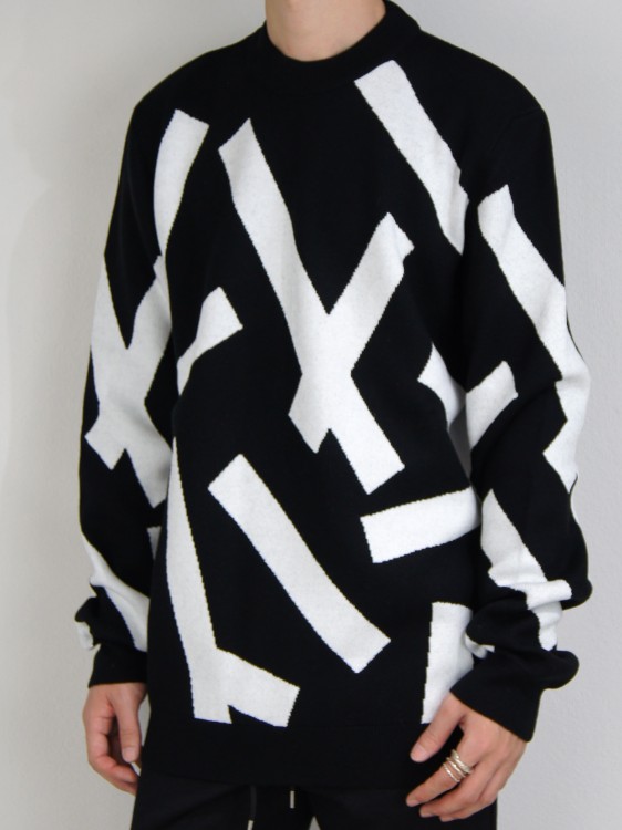 STRIP TAPE CREW NECK KNIT