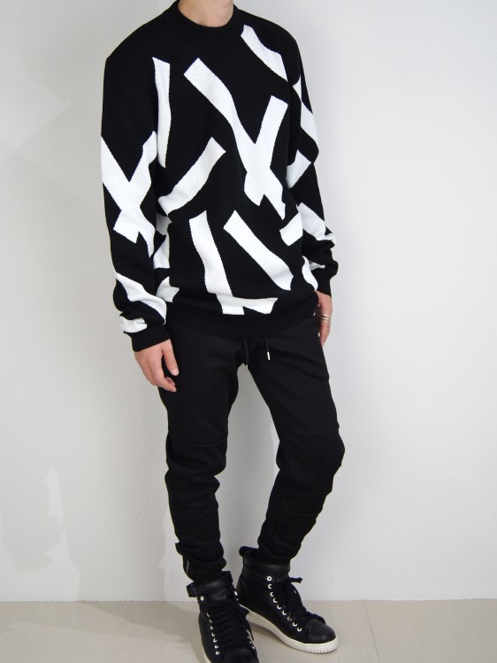 STRIP TAPE CREW NECK KNIT