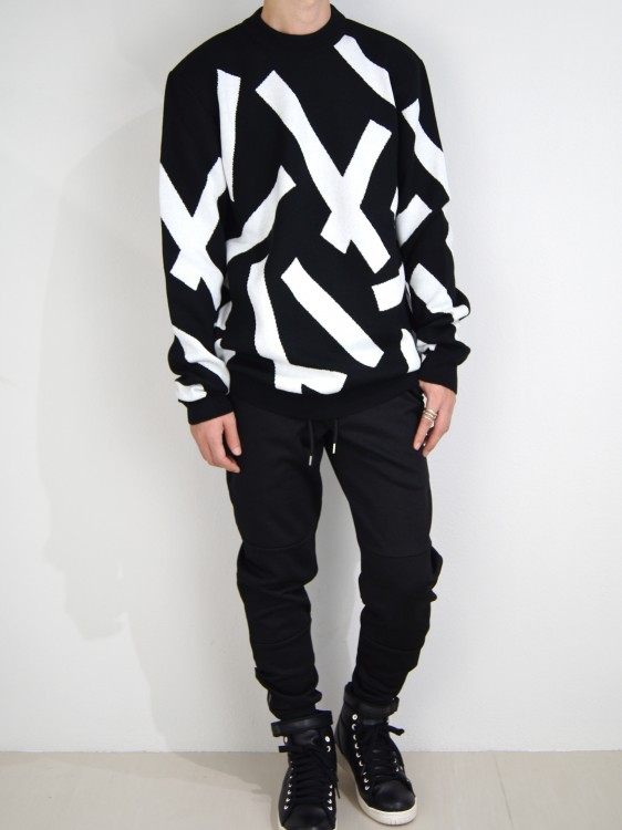 STRIP TAPE CREW NECK KNIT