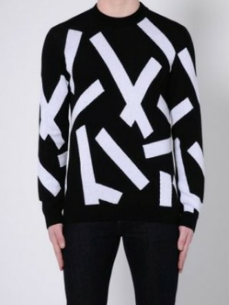 STRIP TAPE CREW NECK KNIT