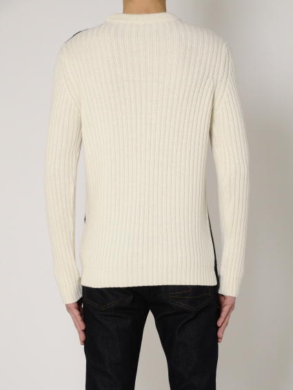 CREW NECK INTARSIA RIB KNIT